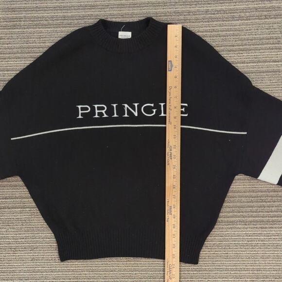 PRINGLE of SCOTLAND X H&M Sweater Size Small Embroidered Logo Black Stripes - Picture 6 of 7